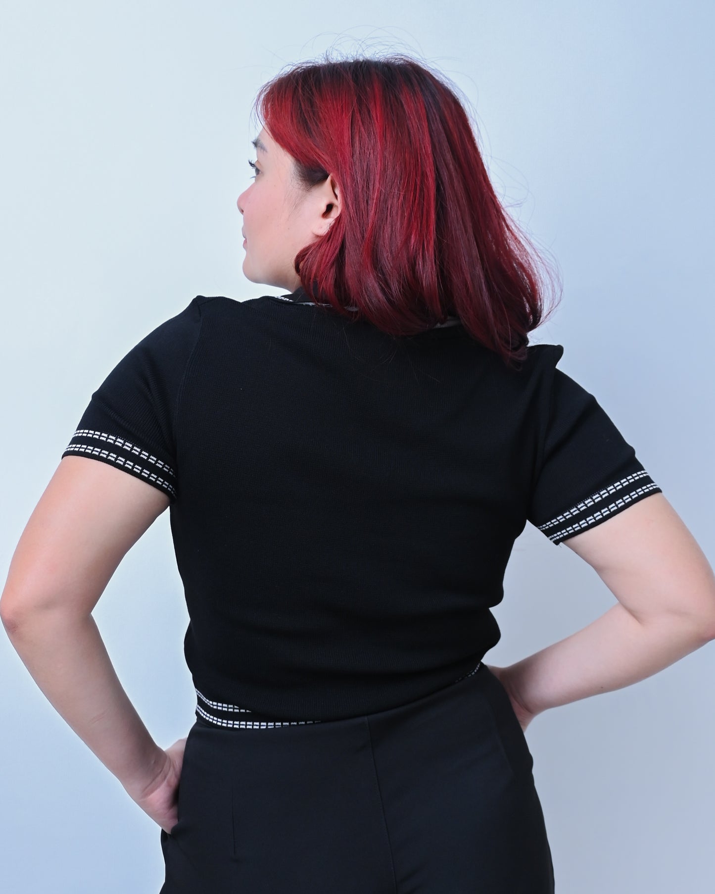 Regine Knit Polo Top with Front Pocket Detail