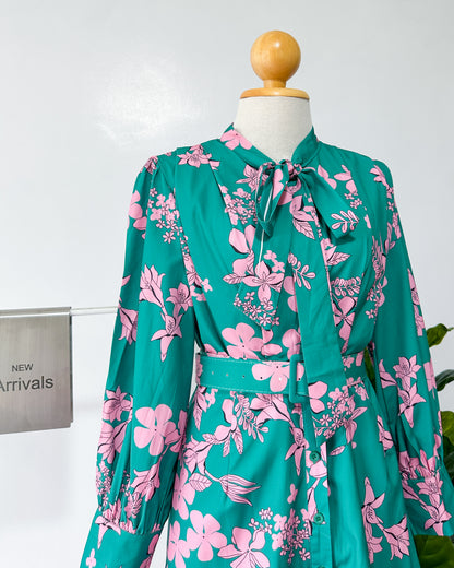 Lilia Floral Belted Ruffle Dress