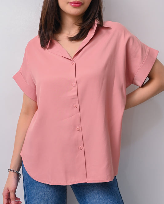 Cielo Oversized Button-Down Polo Top
