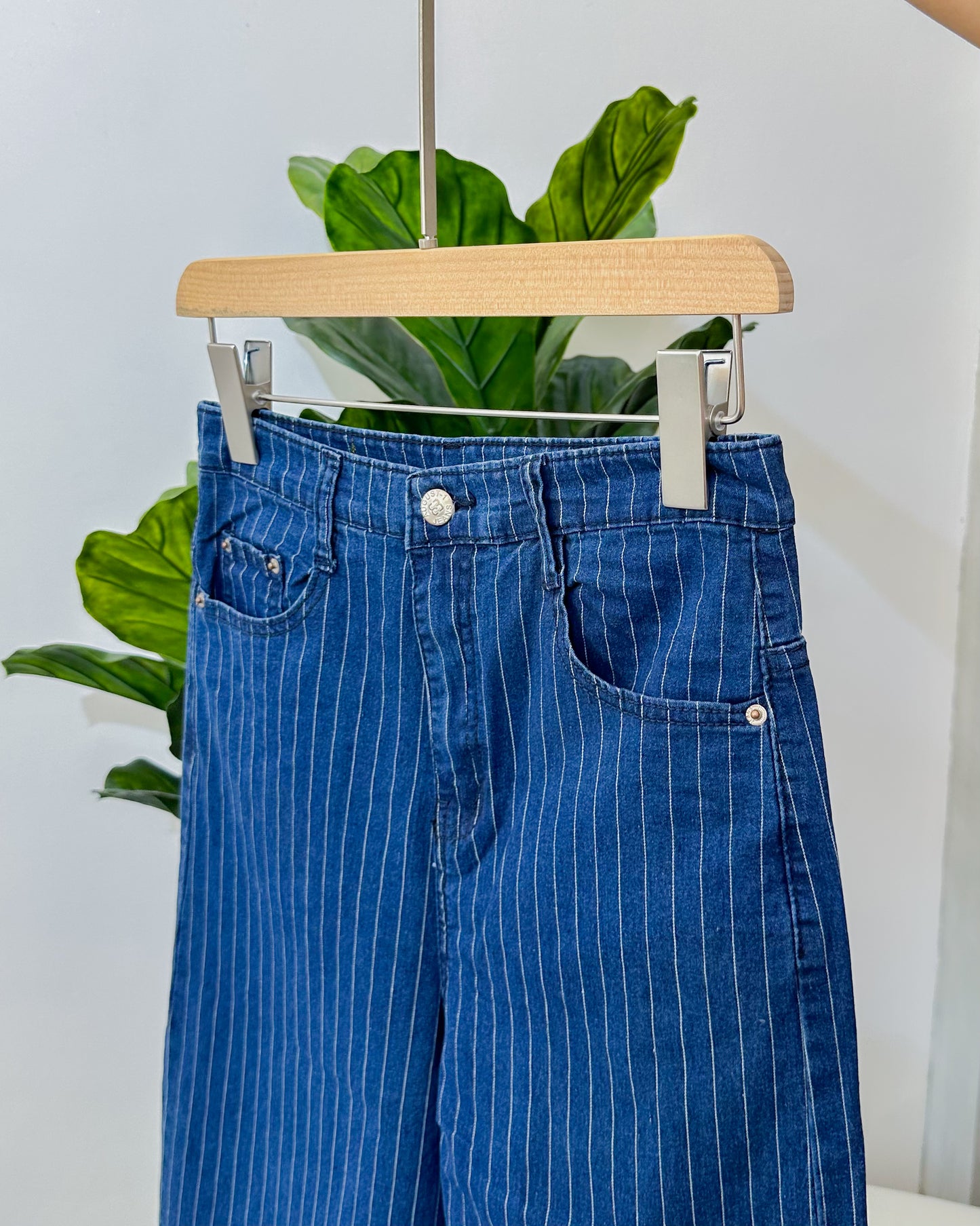 Angel High-Waist Pinstripe Wideleg Pants