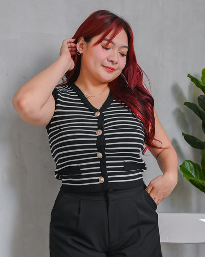 Dominique Casual Knit Striped Sleeveless Vest