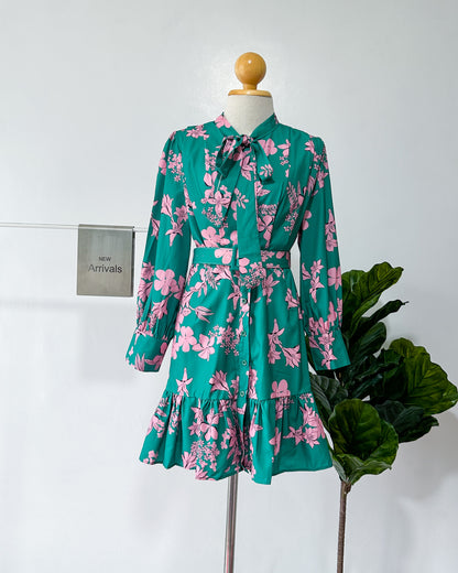 Lilia Floral Belted Ruffle Dress