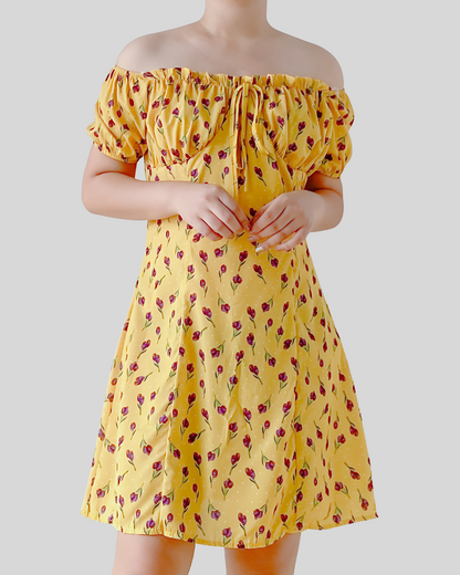 Violy Sunlit Blossom Off-Shoulder Dress