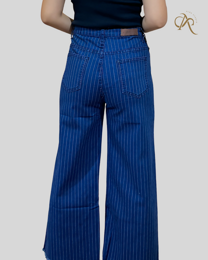 Angel High-Waist Pinstripe Wideleg Pants