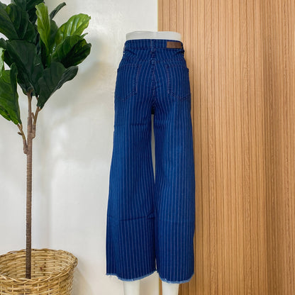 Angel High-Waist Pinstripe Wideleg Pants