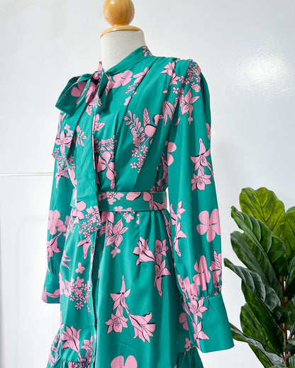 Lilia Floral Belted Ruffle Dress