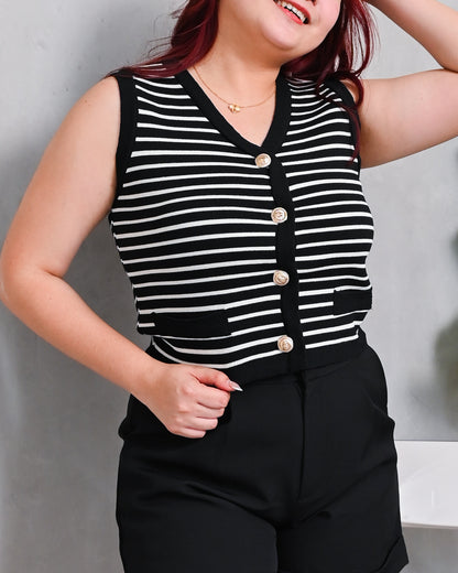 Dominique Casual Knit Striped Sleeveless Vest