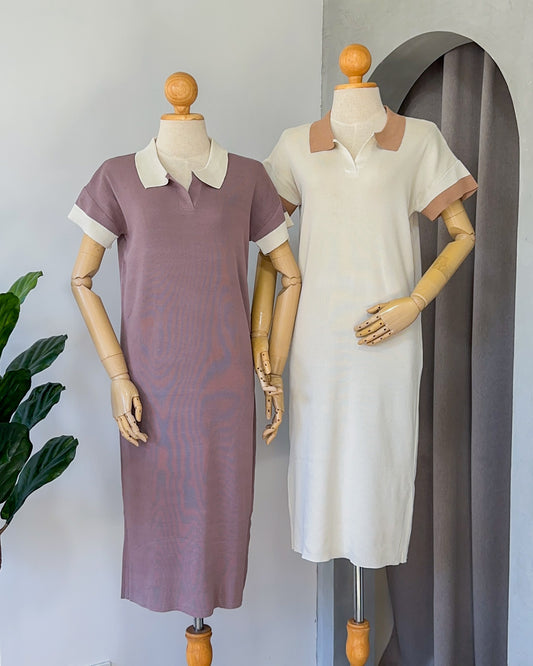 Lucca Stretchable Knit with Collar Dress
