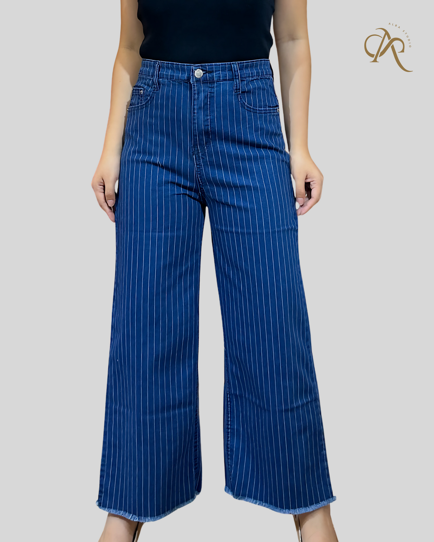 Angel High-Waist Pinstripe Wideleg Pants