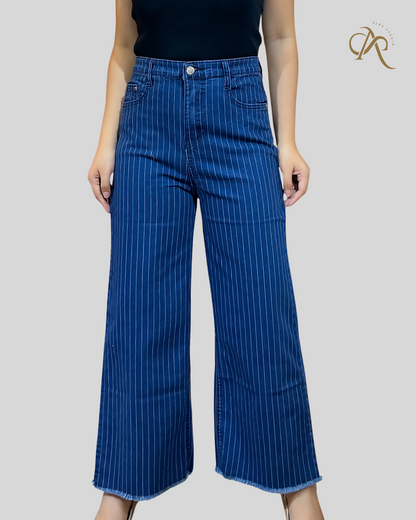 Angel High-Waist Pinstripe Wideleg Pants