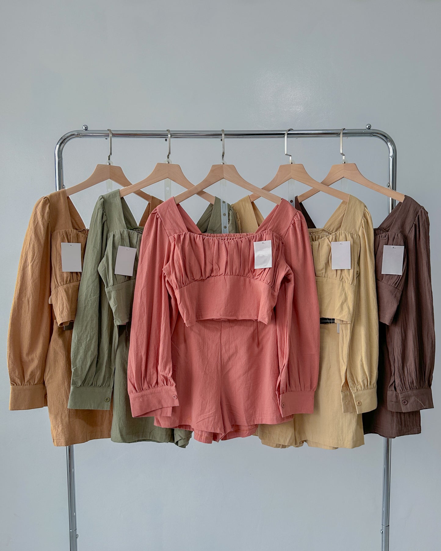 Cleo Set - Long Sleeve Crop Top & High Waist Shorts