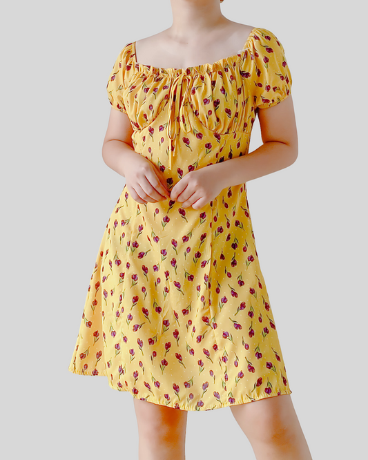 Violy Sunlit Blossom Off-Shoulder Dress