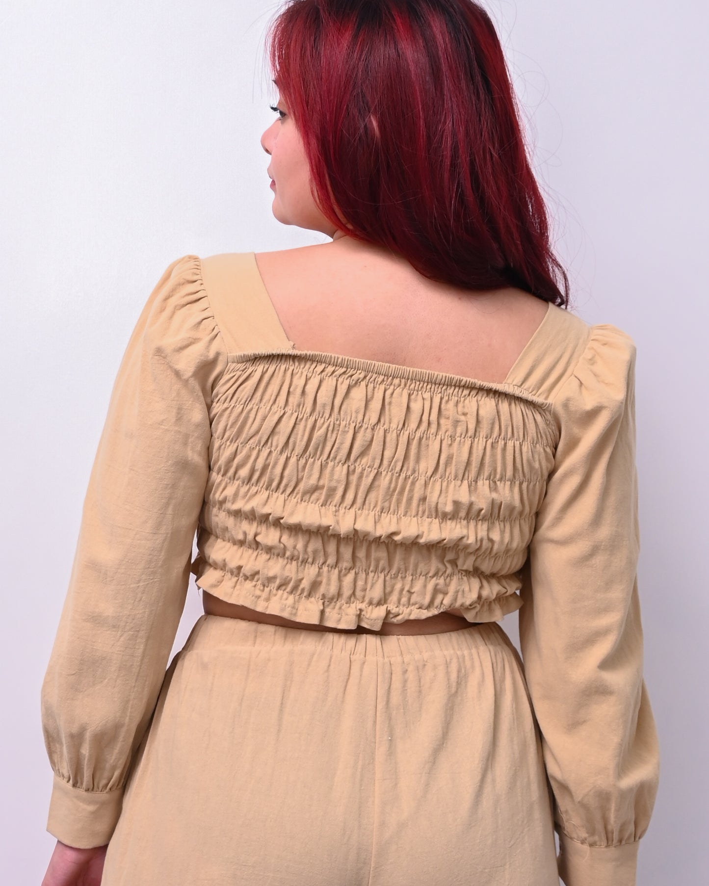 Cleo Set - Long Sleeve Crop Top & High Waist Shorts