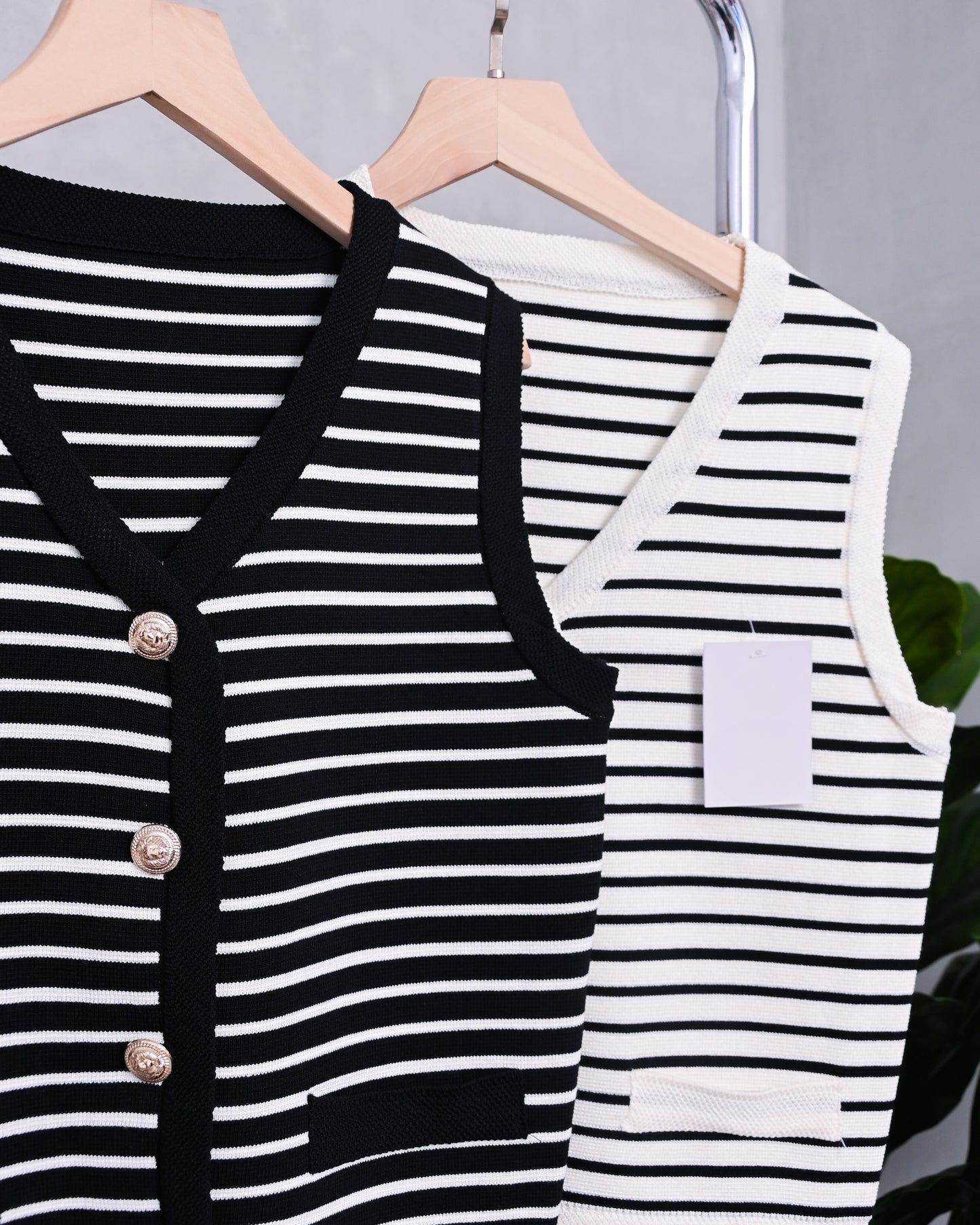 Dominique Casual Knit Striped Sleeveless Vest