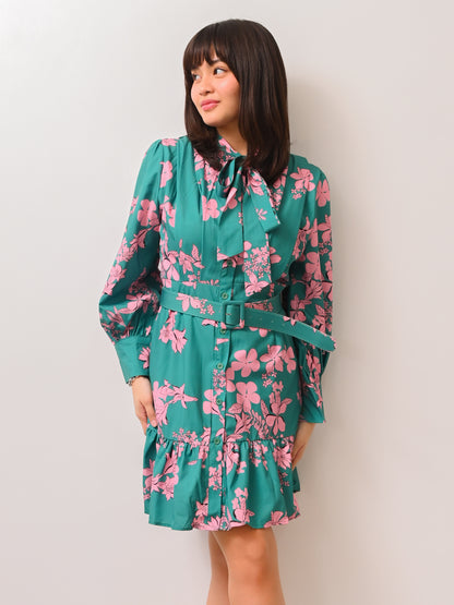 Lilia Floral Belted Ruffle Dress