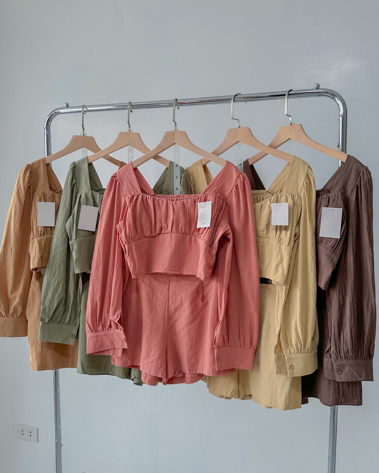 Cleo Set - Long Sleeve Crop Top & High Waist Shorts