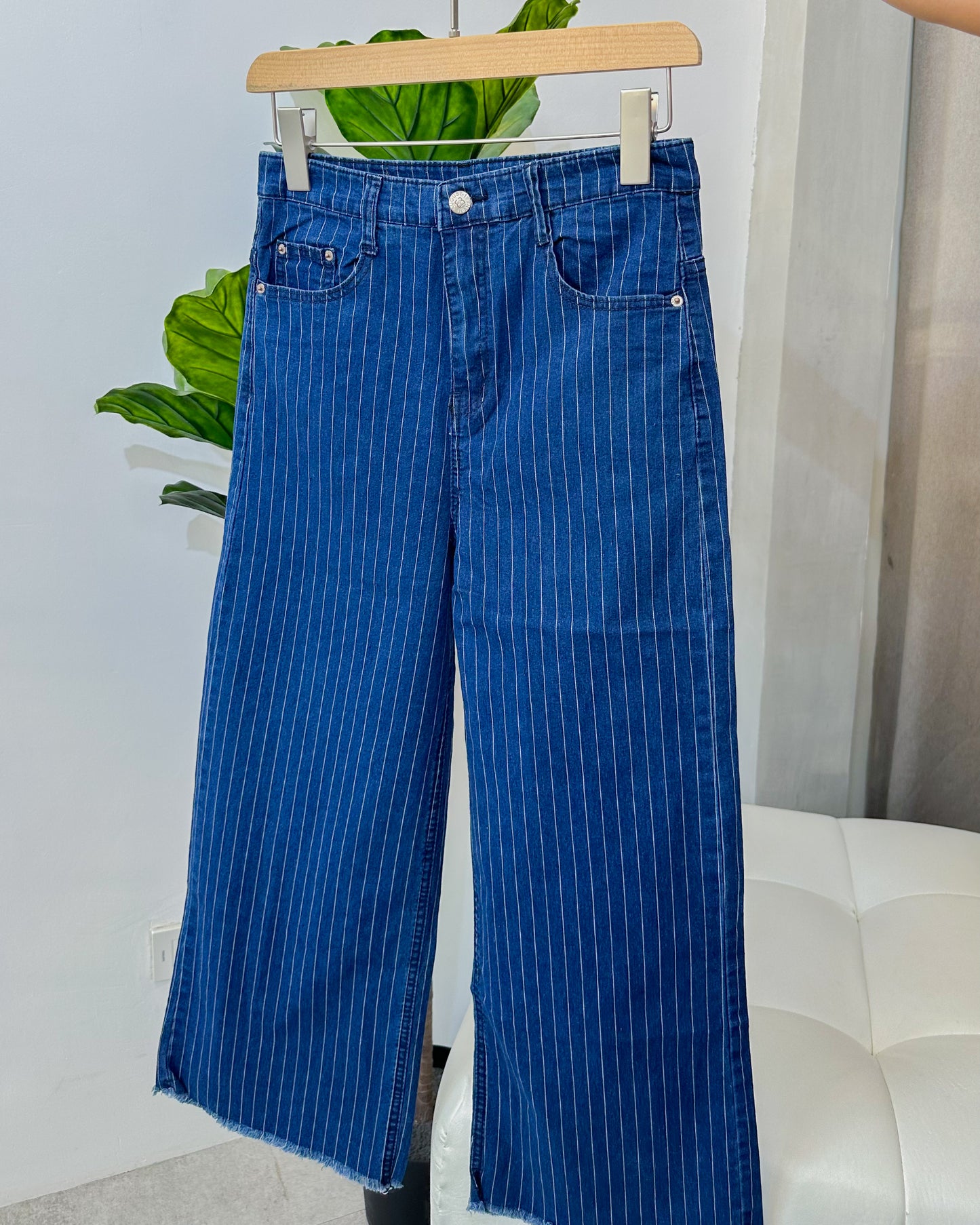 Angel High-Waist Pinstripe Wideleg Pants