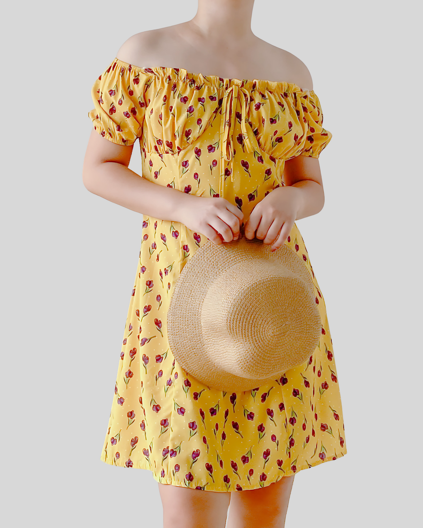Violy Sunlit Blossom Off-Shoulder Dress