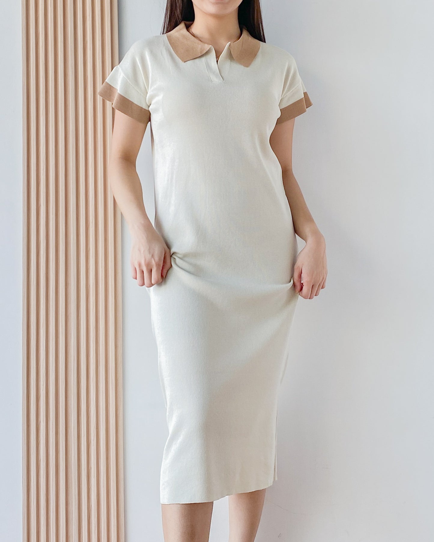 Lucca Stretchable Knit with Collar Dress