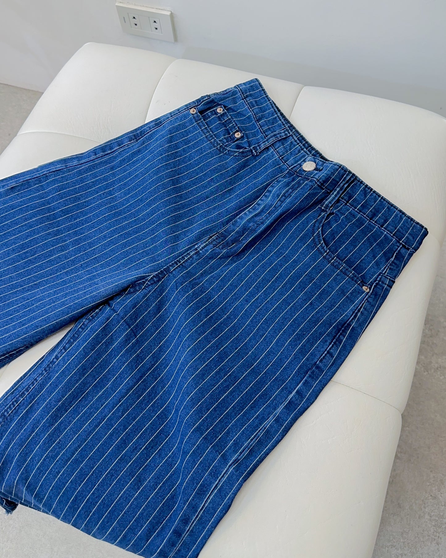 Angel High-Waist Pinstripe Wideleg Pants