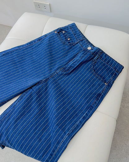 Angel High-Waist Pinstripe Wideleg Pants